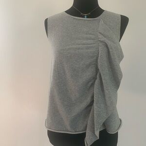 Gray ruffled muscle tee